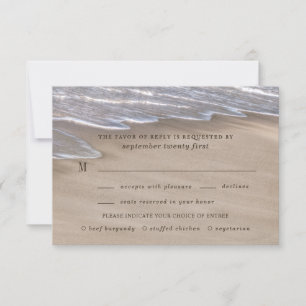 Beach Meal Choice Zandharten Elegante bruiloft RSVP Kaartje