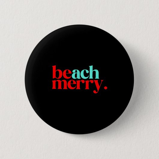 Beach Merry Christmas Funny Ronde Button 5,7 Cm (Voorkant)