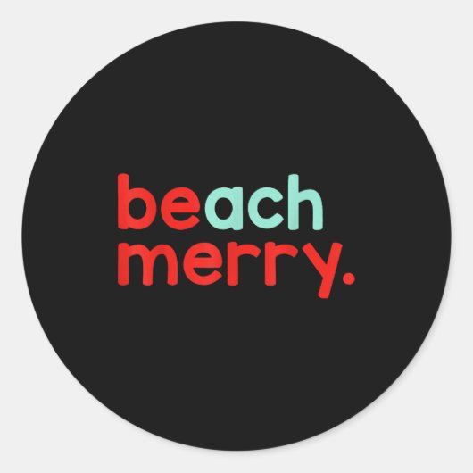 Beach Merry Christmas Ronde Sticker (Voorkant)