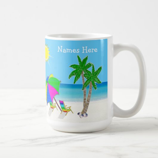 Beach met Huwelijkscadeaus 2 tekstvakken Koffiemok (Rechts)