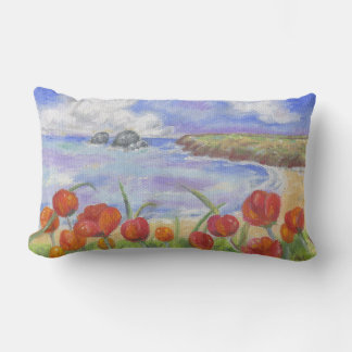 Beach met papavers grote kussen