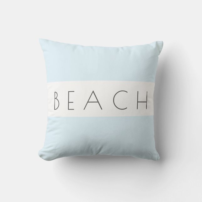 Beach Modern Blue Grey White Coastal Simple Kussen (Voorkant)