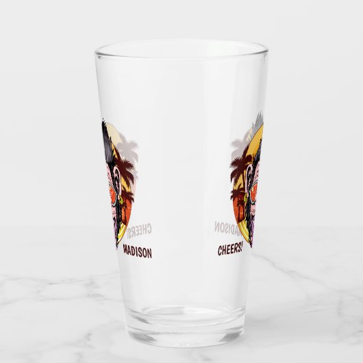 Beach Monkey aangepaste naam shot glas (Links)