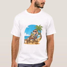 Beach Monkey Coconut Funny Cartoon Mens Summer T-shirt