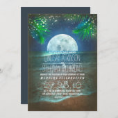 Beach Moonlight Wedding Lights Uitnodiging (Voorkant / Achterkant)