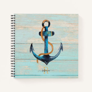 Beach Nautical Anchor Monogrammed Spiral Notitiebo Notitieboek