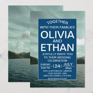 Beach nautical marine blue Wedding Invitation Kaart