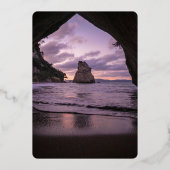 Beach nautical navy blue Wedding Folie Uitnodiging (Achterkant)