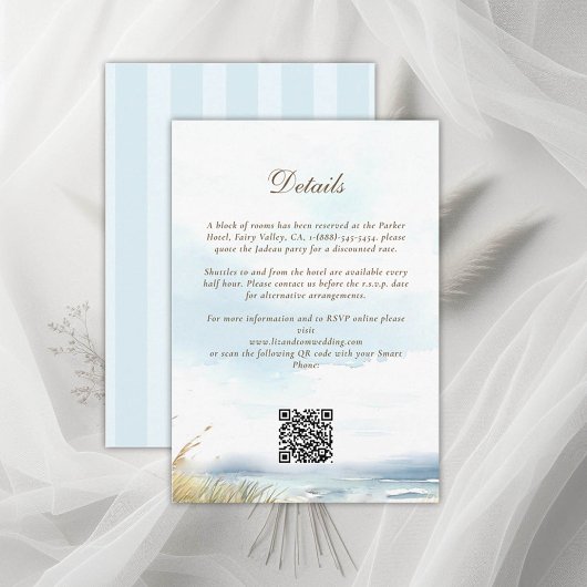 Beach Ocean Blue Détails du Mariage Carte de boîti