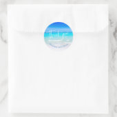 Beach Ocean Blue Sand Modern Bedankt Ronde Sticker (Tas)