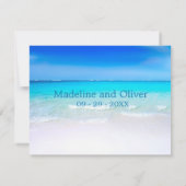 Beach Ocean Blue Sand Modern Destination RSVP Kaartje (Achterkant)