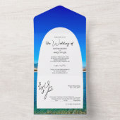Beach Ocean Costal Wedding All In One Uitnodiging (Binnen)
