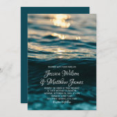 Beach Ocean Destination Nautical Sunset Wedding Kaart (Voorkant / Achterkant)