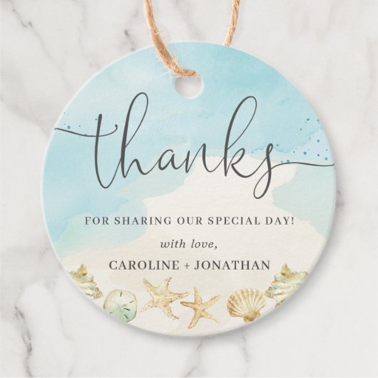 Beach Ocean Destination Wedding Bedankt Bedankjes Labels (Voorkant)