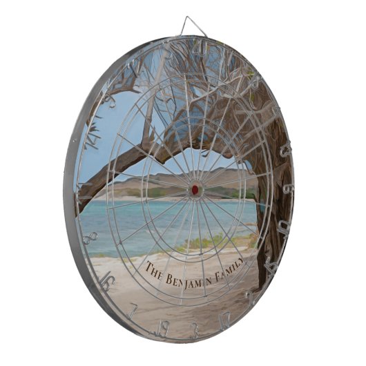 Beach Ocean Hill Side Waterverf personaliseren Dartbord (Voorkant Links)