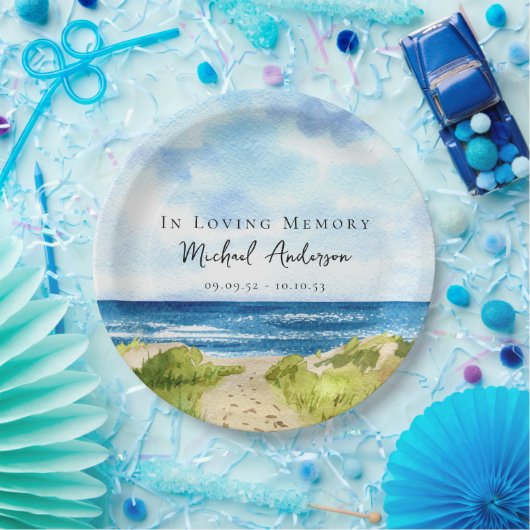 Beach Ocean Memorial Funeral Wake Papieren Bordje (Feest)