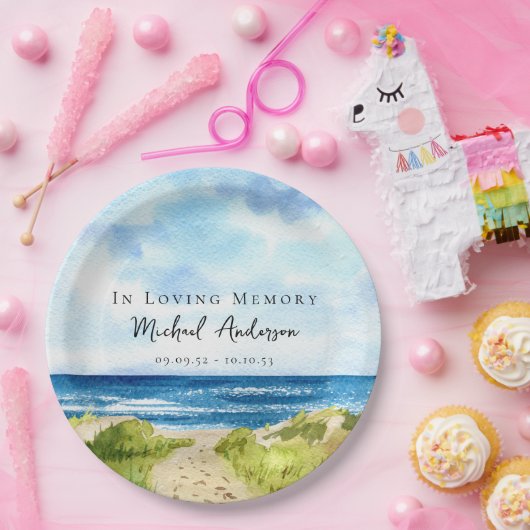 Beach Ocean Memorial Funeral Wake Papieren Bordje (Feest)