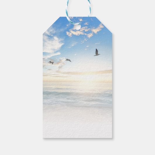 Beach Ocean Memorial of Funeral Tribution Cadeaulabel (Achterkant)