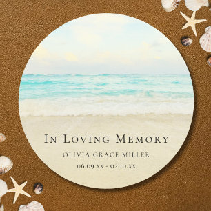 Beach Ocean Memorial of Funeral Tribution Ronde Sticker