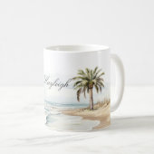 Beach Ocean Palm Tree Wedding Koffiemok (Voorkant rechts)