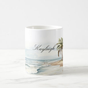 Beach Ocean Palm Tree Wedding Koffiemok