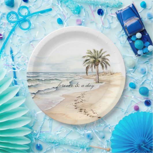 Beach Ocean Palm Tree Wedding Papieren Bordje (Feest)