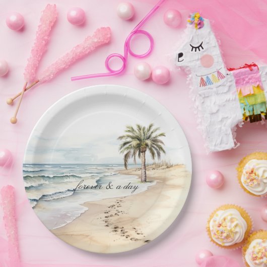 Beach Ocean Palm Tree Wedding Papieren Bordje (Feest)