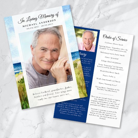 Beach Ocean Photo Memorial Service Programme