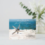Beach Ocean Rings Starfish Wedding Save the Date Aankondigingskaart (Staand voorkant)