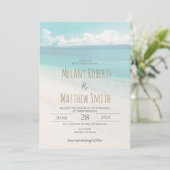 Beach Ocean Seaside Beach Thema Bruiloft Kaart (Staand voorkant)