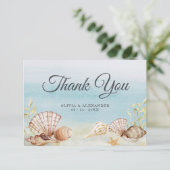Beach Ocean Shells Waterverf Wedding Bedankkaart (Staand voorkant)