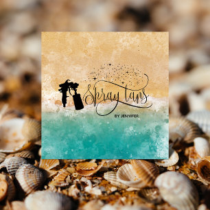 Beach Ocean Spray tan script dat glitter gold drip Vierkante Visitekaartje