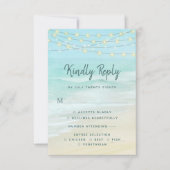 Beach Ocean String Lights Mariage avec menu RSVP (Devant)