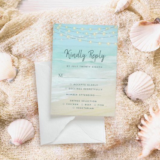 Beach Ocean String Lights Mariage avec menu RSVP