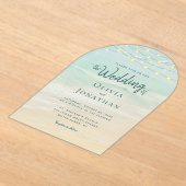 Beach Ocean String Lights Wedding Acryl Uitnodigingen (Laagn)