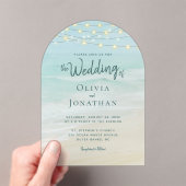 Beach Ocean String Lights Wedding Acryl Uitnodigingen (Insitu (Draagbaar))