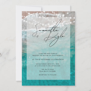 Beach Ocean String Lights Wedding Uitnodiging