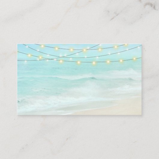 Beach Ocean String Lights Wedding Website Informatiekaartje (Achterkant)