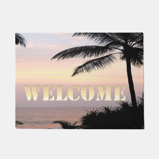 Beach, Ocean, Sunset, Palm, Welcome Deurmat (Voorkant)