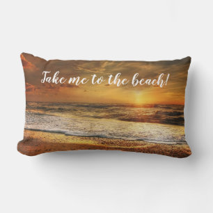 Beach Ocean Sunset Photo Quottes Lumbar Pillow Kussen