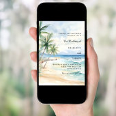 Beach ocean tropical palm destination wedding kaart