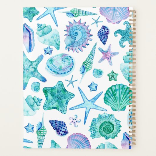 Beach Ocean Waterverf Shells & Starfish Organizer (Achterkant)