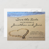 Beach Ocean Wedding Bewaar de datum Aankondigingskaart (Voorkant / Achterkant)