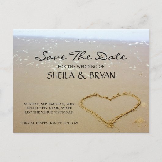 Beach Ocean Wedding Enregistrer La Date Carte Post (Devant)