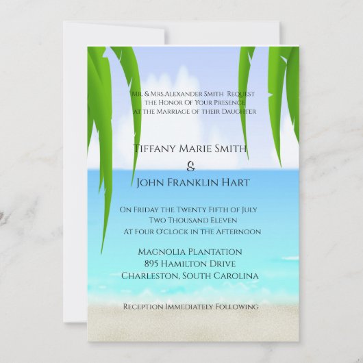 Beach/Ocean Wedding Invitations Kaart (Voorkant)