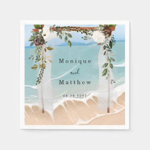 Beach Ocean White Canopy Floral Modern Wedding Servet