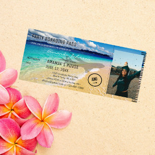 Beach - Ocean with Photo & Plane Afstuderen Kaart