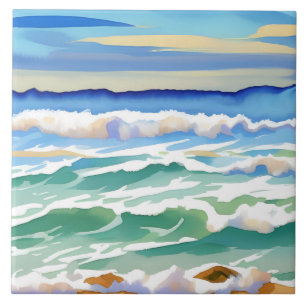 Beach Ocean Zee Design 300 blauw groen Tegeltje