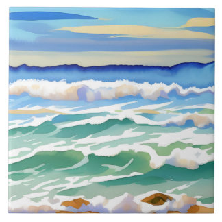 Beach Ocean Zee Design 300 blauw groen Tegeltje