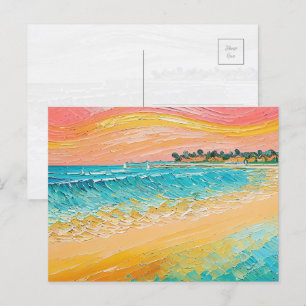 Beach Oil Painting Digital Art 1 Briefkaart